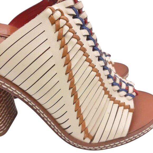 Tory Burch Pecha Woven Leather Mules in Dulce De Leche SZ 8 - Picture 3 of 13